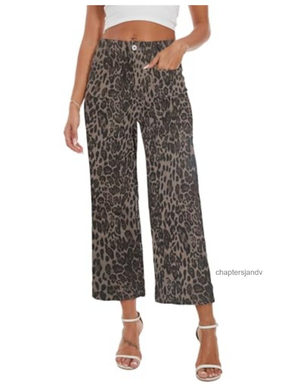 Wide Leg Cropped Jeans High Waisted Flare Stretchy Denim Capri Pants